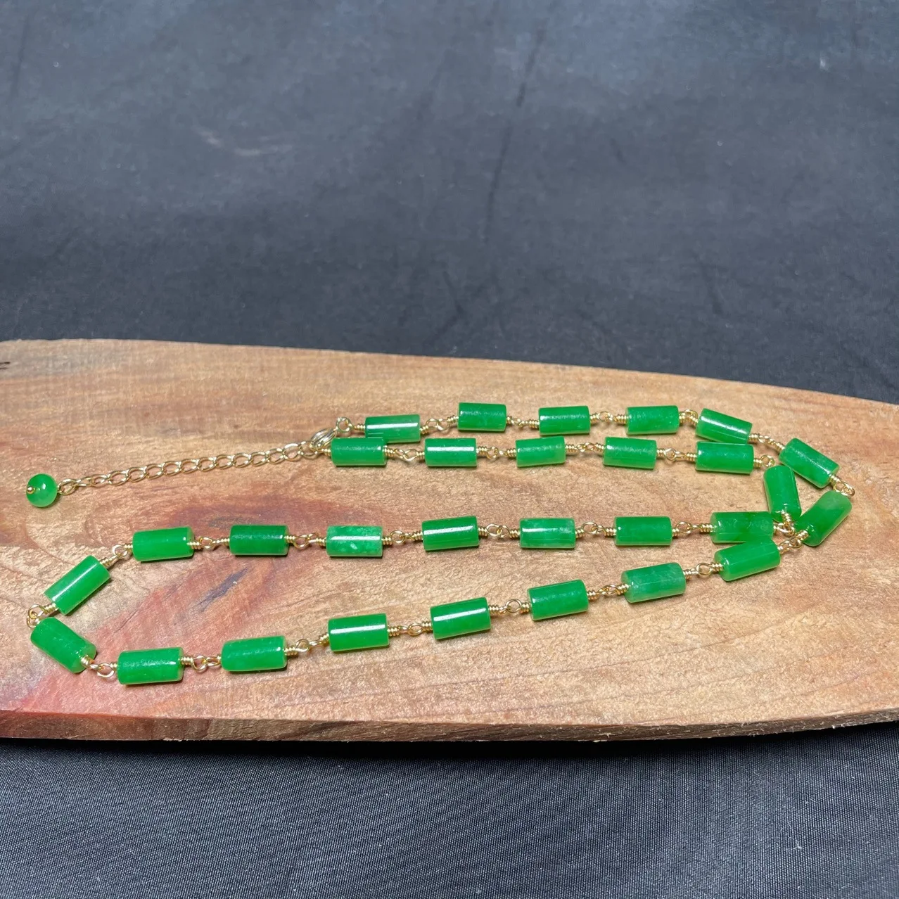 Beading - Kalung Manik-manik Giok Hijau Vintage Perhiasan