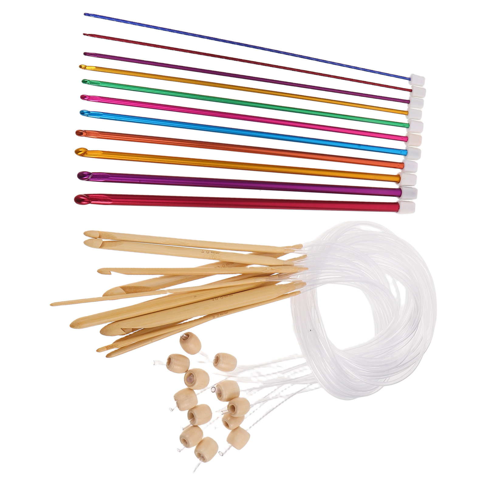Wooden Crochet Hooks Ergonomic Handle - 1 Set Alat Merajut dengan Jarum