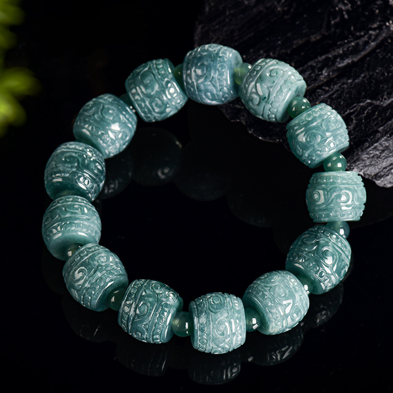 Beading - Gelang Manik-manik Ukiran Giok Burma Alami