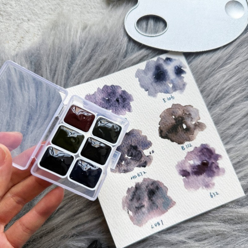 Watercolor Paint Set Solid Pigment - 6 Warna 1ml Koleksi White Night