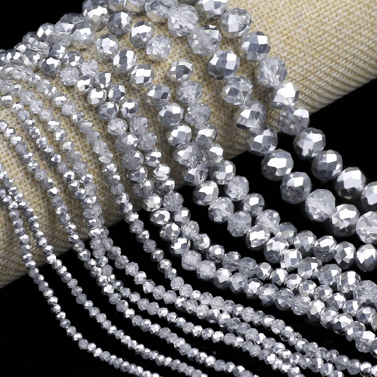 Glass Seed Beads 2Mm Jewelry Making - Setengah warna perak transparan bulat datar