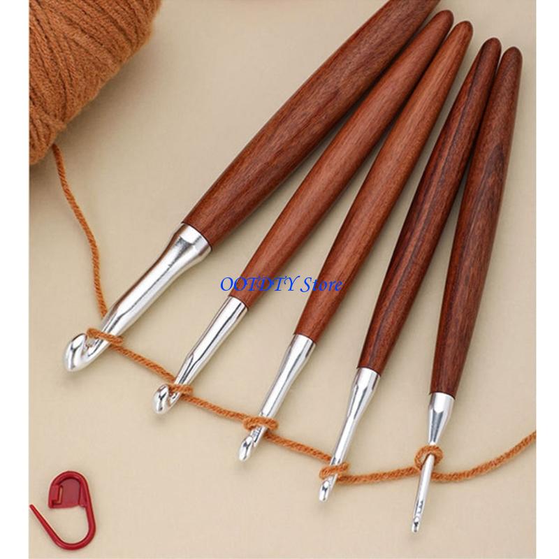 367A 8 Buah Jarum Rajut Pegang - Wooden Crochet Hooks Ergonomic Handle ulasan dan harga