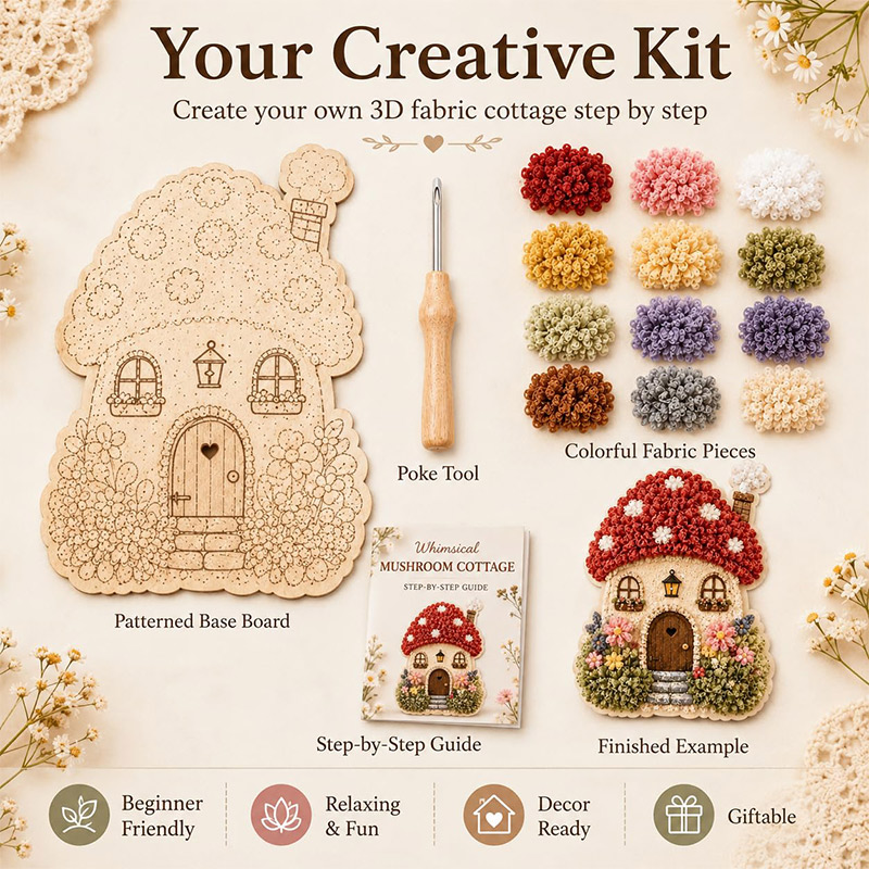 Kit DIY Seni Poke Rumah Jamur  - Sewing ulasan dan harga