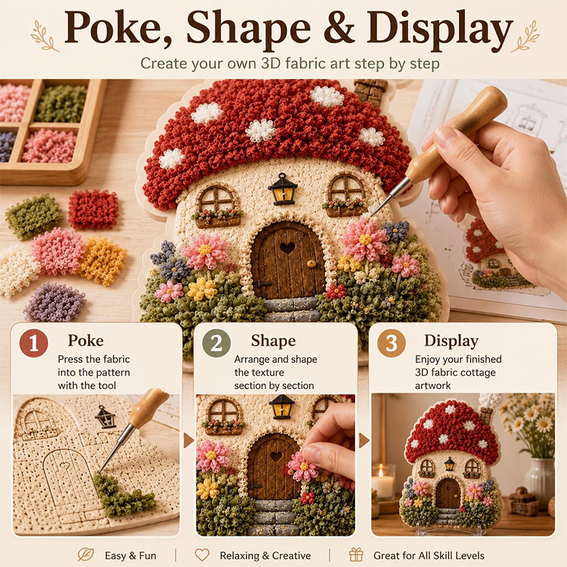 Kit DIY Seni Poke Rumah Jamur  - Sewing ulasan dan harga
