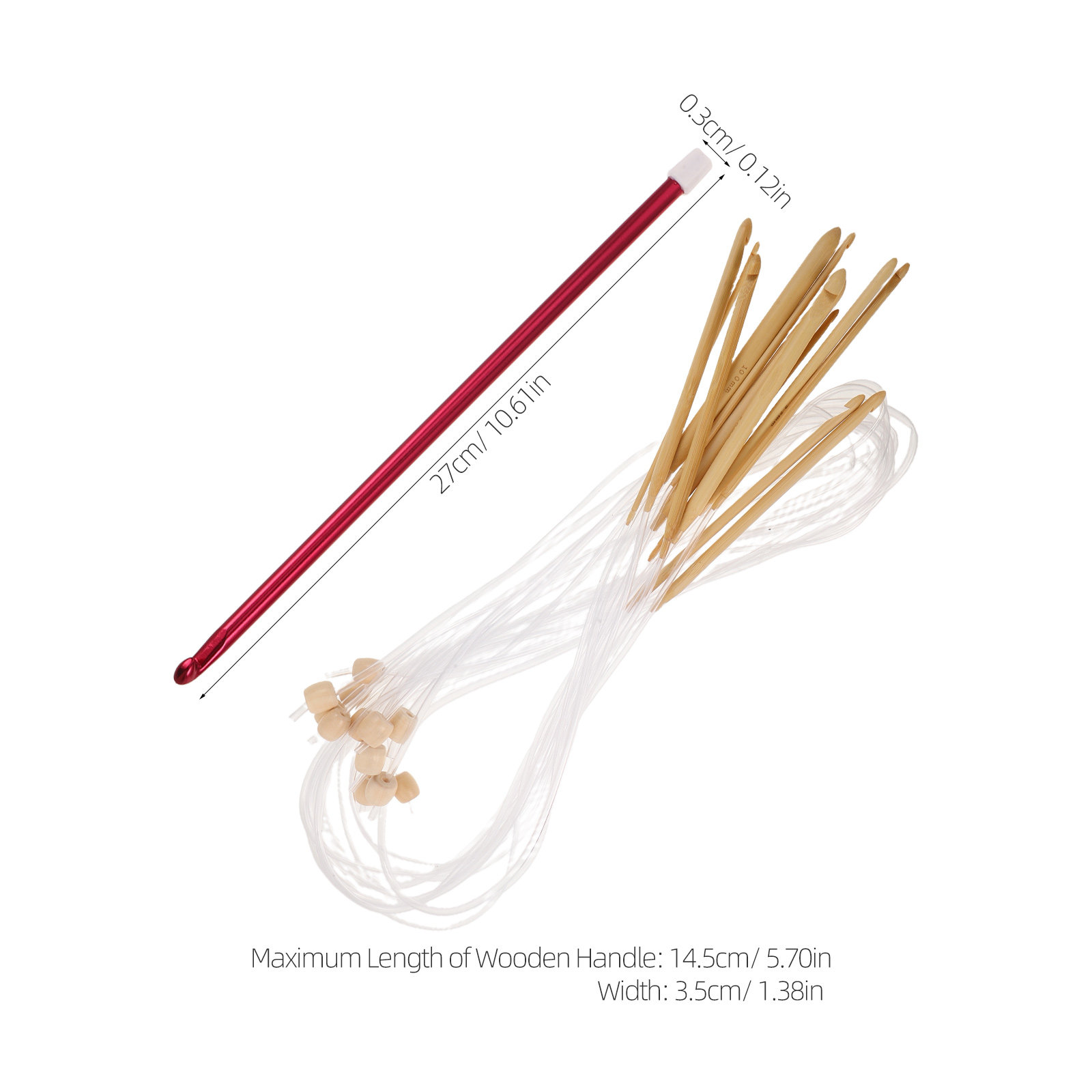 1 Set Alat Merajut dengan Jaru - Wooden Crochet Hooks Ergonomic Handle ulasan dan harga