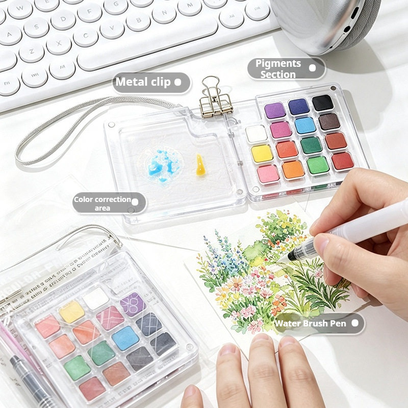 15 Warna Set Hadiah Lukisan Ca - Watercolor Paint Set Solid Pigment ulasan dan harga