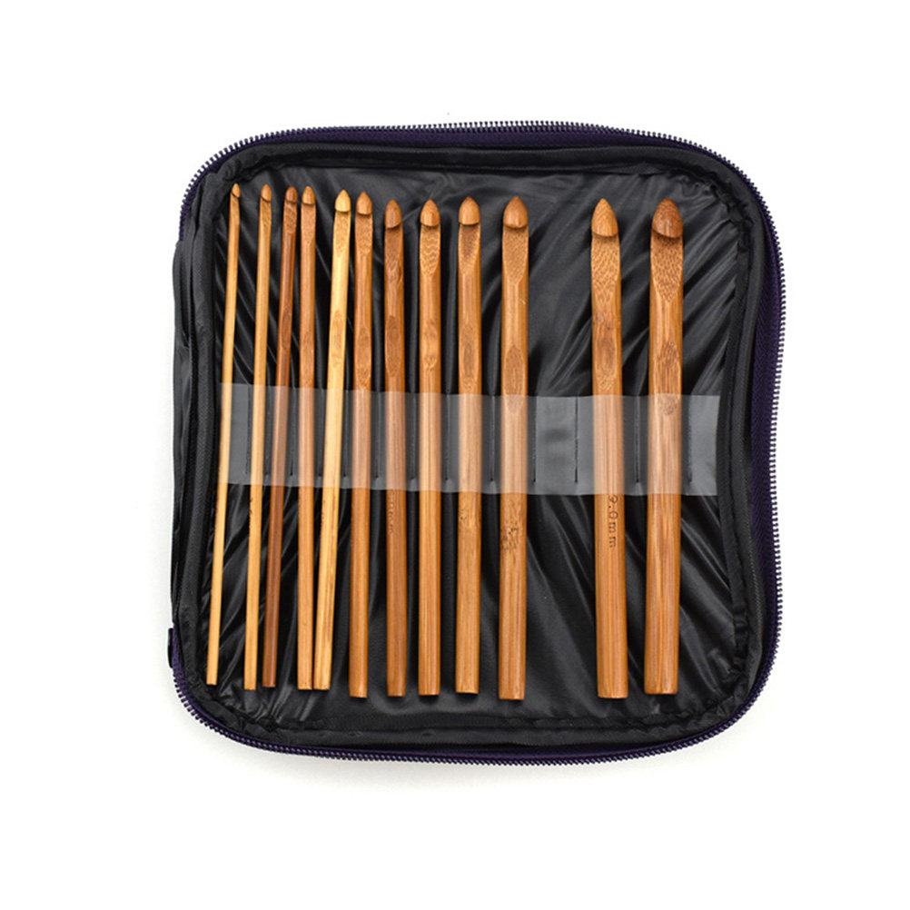 1 Set Alat Merajut dari Bambu, - Wooden Crochet Hooks Ergonomic Handle ulasan dan harga