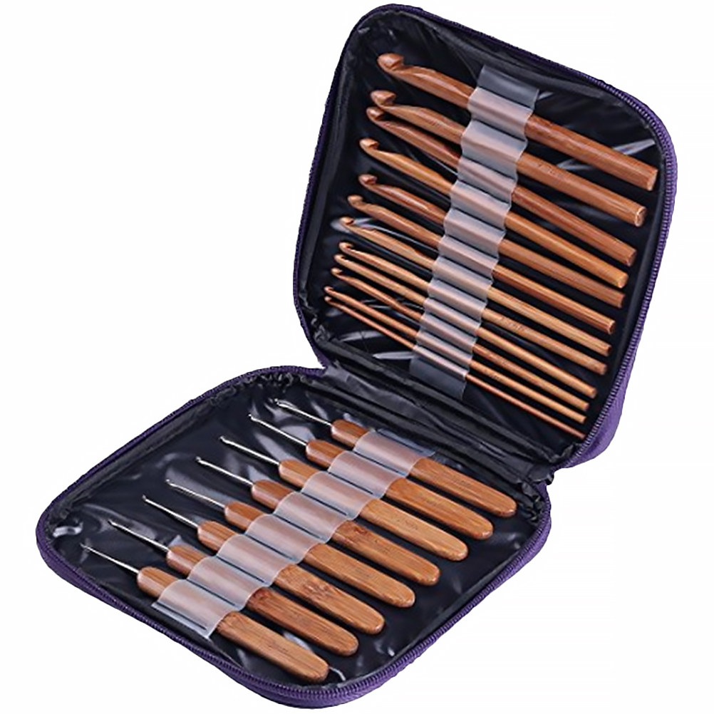 1 Set Alat Merajut dari Bambu, - Wooden Crochet Hooks Ergonomic Handle ulasan dan harga