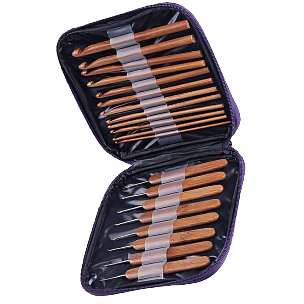 1 Set Alat Merajut dari Bambu, - Wooden Crochet Hooks Ergonomic Handle ulasan dan harga