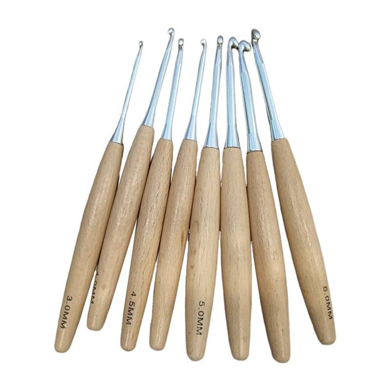 M12K-40 buah Jarum Rajut Kayu  - Wooden Crochet Hooks Ergonomic Handle ulasan dan harga